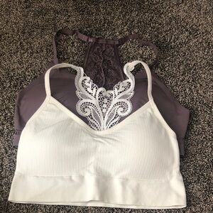 Maurices White and Purple Lace Bandeau Set
